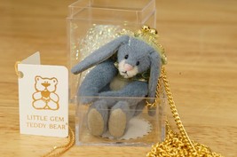Little Gem Teddy Bears Toy Miniature Blue Bunny Rabbit Necklace Purse POPPY - £30.22 GBP