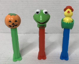 Lot Of 3 1990’s Vintage PEZ Dispensers Kermit The Frog Pumpkin C And Chick N Egg - £4.02 GBP