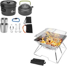 Odoland Bundle – 2 Items 10Pcs Camping Cookware Mess Kit And Folding Cam... - £64.73 GBP