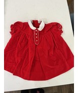 CHERUBS  12 MONTHS BABY CHILD RED VELVETEEN DRESS VINTAGE - NICE - $9.90