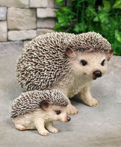 Set Of 2 Wildlife Animals Realistic Mother Hedgehog With Baby Hoglet Figurines - £35.65 GBP