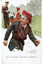 1935 Say AU Revoir But NOT Goodbye! valentines Postcard scot couple army - £7.73 GBP