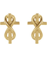 14K Gold  or Sterling Silver Infinity Inspired Cross Stud Earrings - £76.62 GBP+