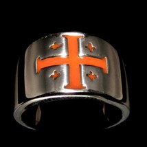 Sterling silver band ring Jerusalem Cross Knights Templar medieval religious sym - £87.91 GBP