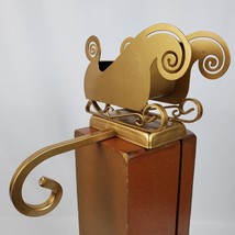 Vintage Stocking Hanger Sled Christmas Holiday Gold Metal 7x5x3 Inch - £19.69 GBP