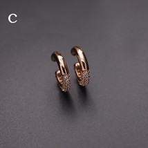  Rose Gold Big Hoop Earrings For Women Full Cubic Zircon Crystal Circle Ear Cuff - £44.06 GBP