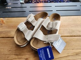 Birkenstock Unisex Arizona Suede Sandals Soft Footbed Antique White 1024554 EU38 - £94.68 GBP