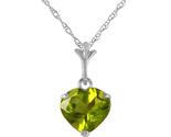 Galaxy Gold GG 14K Solid White Gold Natural Peridot Heart Pendant Neckla... - $340.55