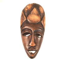 African Hand Caved Wood Mask Wall Hanging 12&quot; - £17.65 GBP