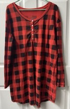 Xhilaration Womens Size XL Red Black Buffalo Print Pajama Sleep Henley Shirt - £10.73 GBP