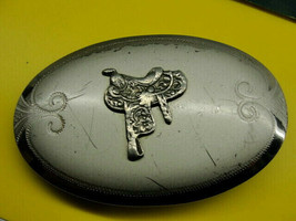 Belt Buckle Silver Tone Saddle Scrollwork Vintage - £23.21 GBP