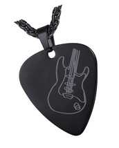 Guitar Pick Necklace, Stainless Steel/Black/18K Gold Rock - $47.83