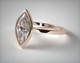 2CT Marquise Cut Bezel Set Cz Diamond Solitaire Engagement Ring 14K Rose Gold FN - £97.64 GBP