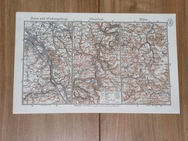 1938 Vintage Map Of Vicinity Of Bonn Siebengebirge Moselle Valley Germany - £18.62 GBP