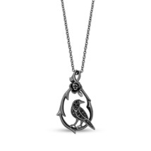 1Ct Round Cut Lab-Created Diamond Crow in the Nest Pendant 14k Black Gold Plated - £159.86 GBP