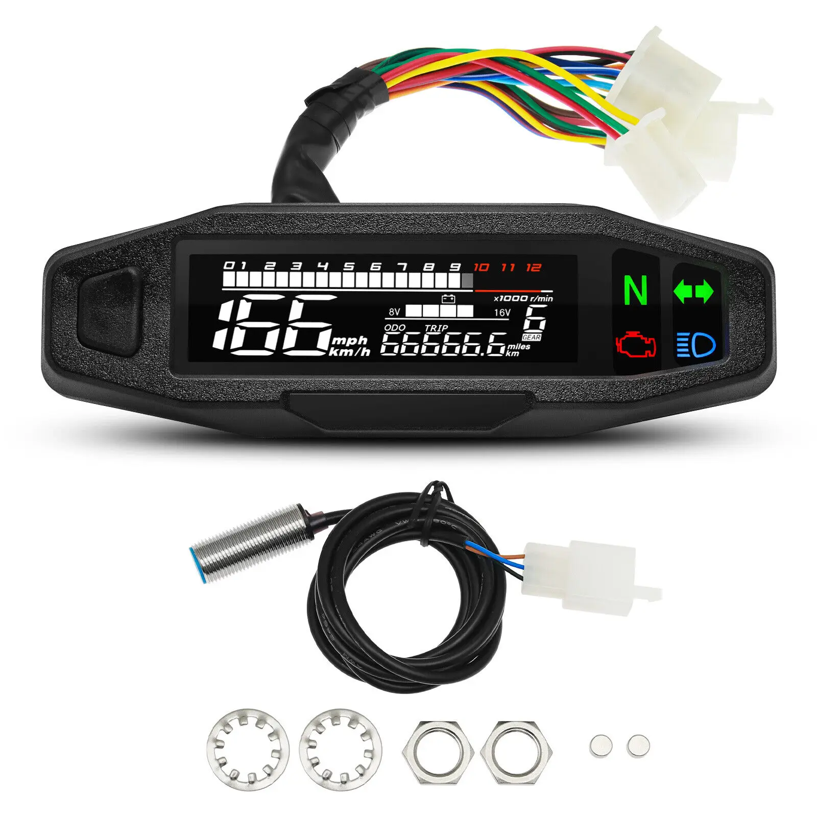 Mini Universal RPM Motorcycle Meter Speedometer Digital Odometer Electric - £31.85 GBP+