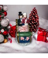Winterthur Porcelain Victorian Couple in Sleigh Cookie Jar Christmas Tri... - $25.73