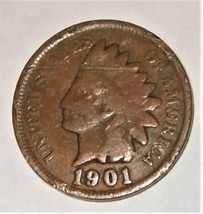 Indian Head Penny Coin - 1901 Indian Head Penny United States 1c Cent Coin - £2.74 GBP