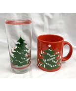 Waechtersbach 2000 Ceramic Coffee Mug Red + Christmas Tree Glass 14 oz G... - £23.70 GBP