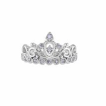 SwaraEcom 14K White Gold Plated Round Brilliant Shape Cubic Zirconia Crown Promi - £56.60 GBP