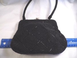 Vintage Black Beaded Purse New Still Has Price Tag From Purchase  #PW215 - £10.42 GBP