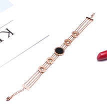 Black Acrylic &amp; 18K Rose Gold-Plated Roman Numeral Multi-Strand Bracelet - £12.82 GBP