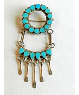 Turquoise &amp; Silver-Tone Native American-Made Brooch/Pin/Fashion Accessory - £35.88 GBP