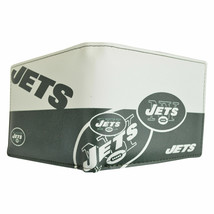 New York Jets NFL Men&#39;s Printed Logo Leather Bi-Fold Wallet - £10.93 GBP