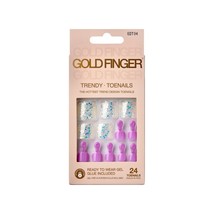 KISS GOLDFINGER TRENDY TOENAILS 24 READY TO WEAR GEL GLUE INCLUDED #GDT04 - £5.96 GBP