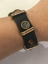 Brown Leather With Blue Crystal Band Bracelet 7”-8” - £19.98 GBP