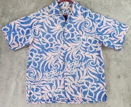 Go Barefoot Shirt Mens Medium Multi Floral Hawaiian Reverse Button Up Ma... - $25.73