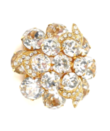 Vintage Brooch Eisenberg Signed Clear Crystal Gold Tone 1.5&quot; Round Pin J... - €109,87 EUR