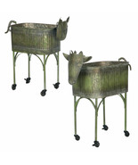 Whimsical Farm Animal Metal Planters - Cow and Pig Set 2 - $5,195.68 MXN