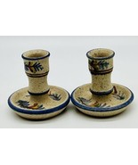 Berkshire Pottery Candlesticks 3.5 inch Hand Painted - $23.36