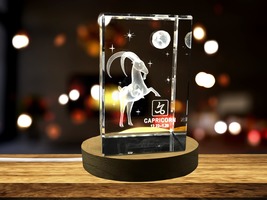 LED Base included | Capricorn Zodiac Sign 3D Engraved Crystal Keepsake Gift - £31.96 GBP+