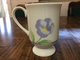 Sweet Porcelain Purple Painted Floral Design Irish Coffee Mug Tea Cup - Japan - £10.27 GBP