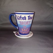 Conversation Mugs LIFE&#39;S TOO SHORT FOR BAD COFFEE!! Mug with Lid/Coaster... - £14.18 GBP