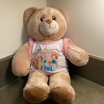 Build A Bear Happy Birthday Beige Teddy Bear Plush BAB Disney Princess Shirt - £8.54 GBP