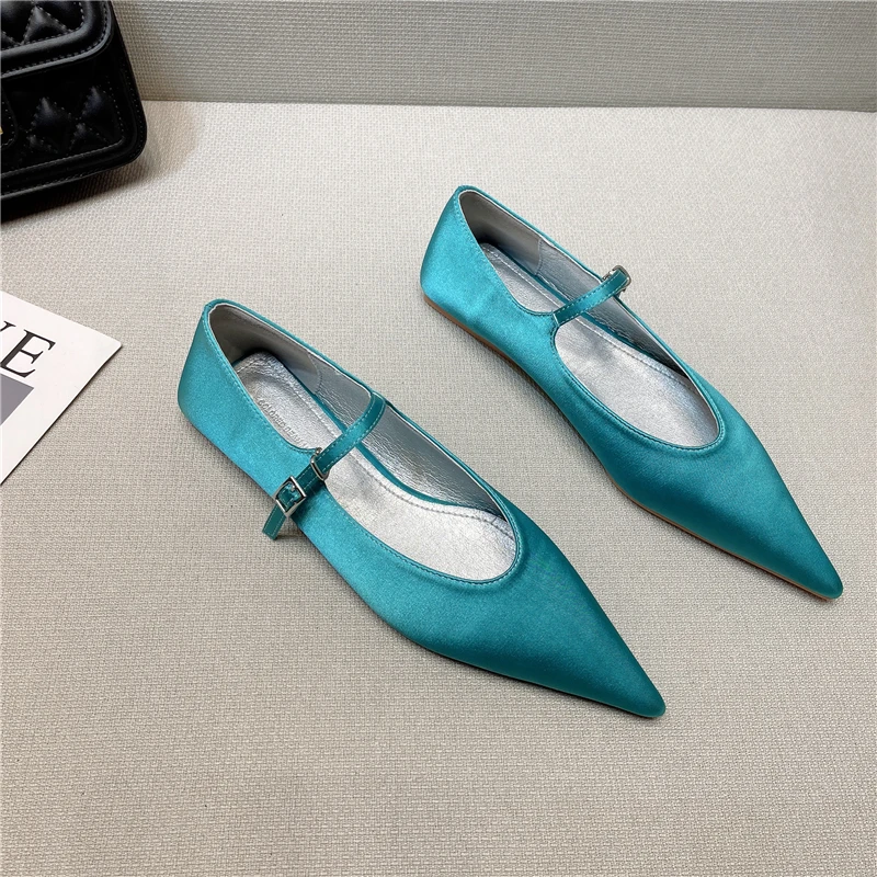 Pointed Toe 2024 Spring Summer Mary Jane French Retro Flat Shoes Pumps Women Bal - £191.32 GBP