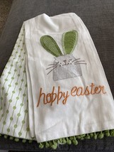 NEW Tabitha Webb Kitchen Towel set (2)  HOPPY EASTER Bunny Rabbit Pom Po... - £14.93 GBP