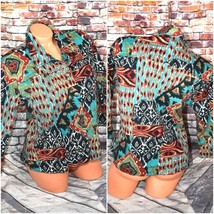 Kaktus Large 3/4 Sleeve Button Up Denim Jacket Multicolored Animal Print - £23.46 GBP