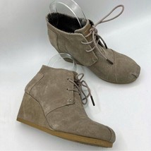 TOMS Suede Desert Wedge Ankle Booties Size 6.5 in Tan, Beige - £19.10 GBP