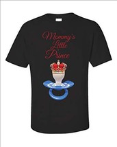 Kellyww Mommy&#39;s Little Prince Crown with Pacifier Design - Unisex T-Shirt Black - £23.72 GBP