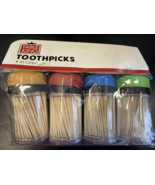 WHOLESALE LOT 4 Packs Of 4X150 Wooden Toothpicks with Dispenser Holder C... - $12.99