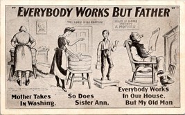 Mother Takes in Washing Everybody Works But Father DB Unposted Vintage Postcard - £6.04 GBP
