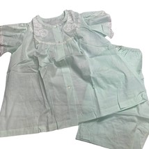 Nancy King Vintage Pajama Set Short Sleeve Top Shorts Mint Green Size L New  - $39.55