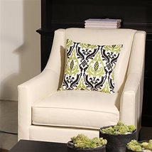 PILLOW DÉCOR Linen Damask Print Green Black 16x16 Throw Pillow - £35.50 GBP+