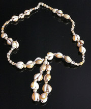 Vintage Sea Shell Cowrie 17&quot; Single Strand Knotted  Necklace - £12.50 GBP