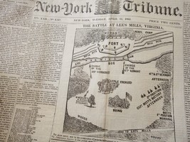 1862 A22 Antique Civil War Newspaper Lee&#39;s Mills Va Map Siege Yorktown Negro - $143.55