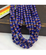 Hi Quality Vintage Old Blue Chevron beads 6x9mm Glass Beads Necklace - $57.43 CAD